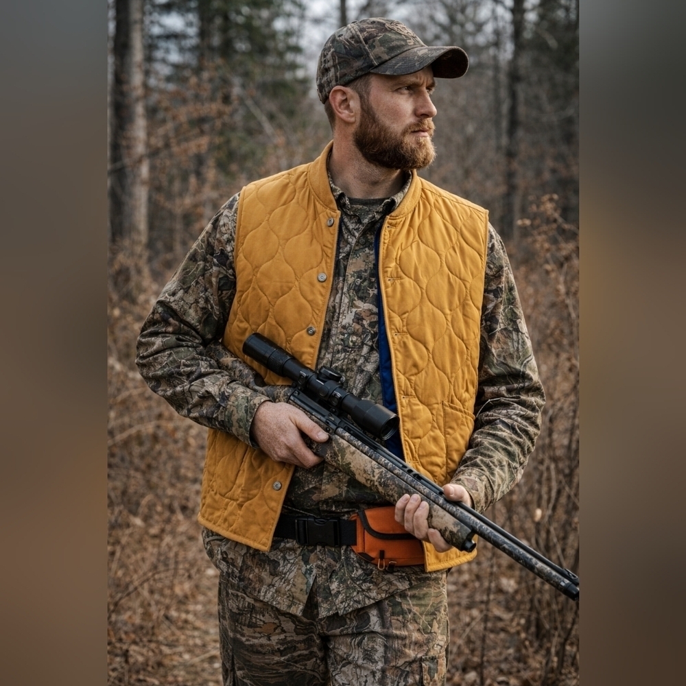 Men's Orange Quilted Vest with Blue Lining - Picture 8 of 9